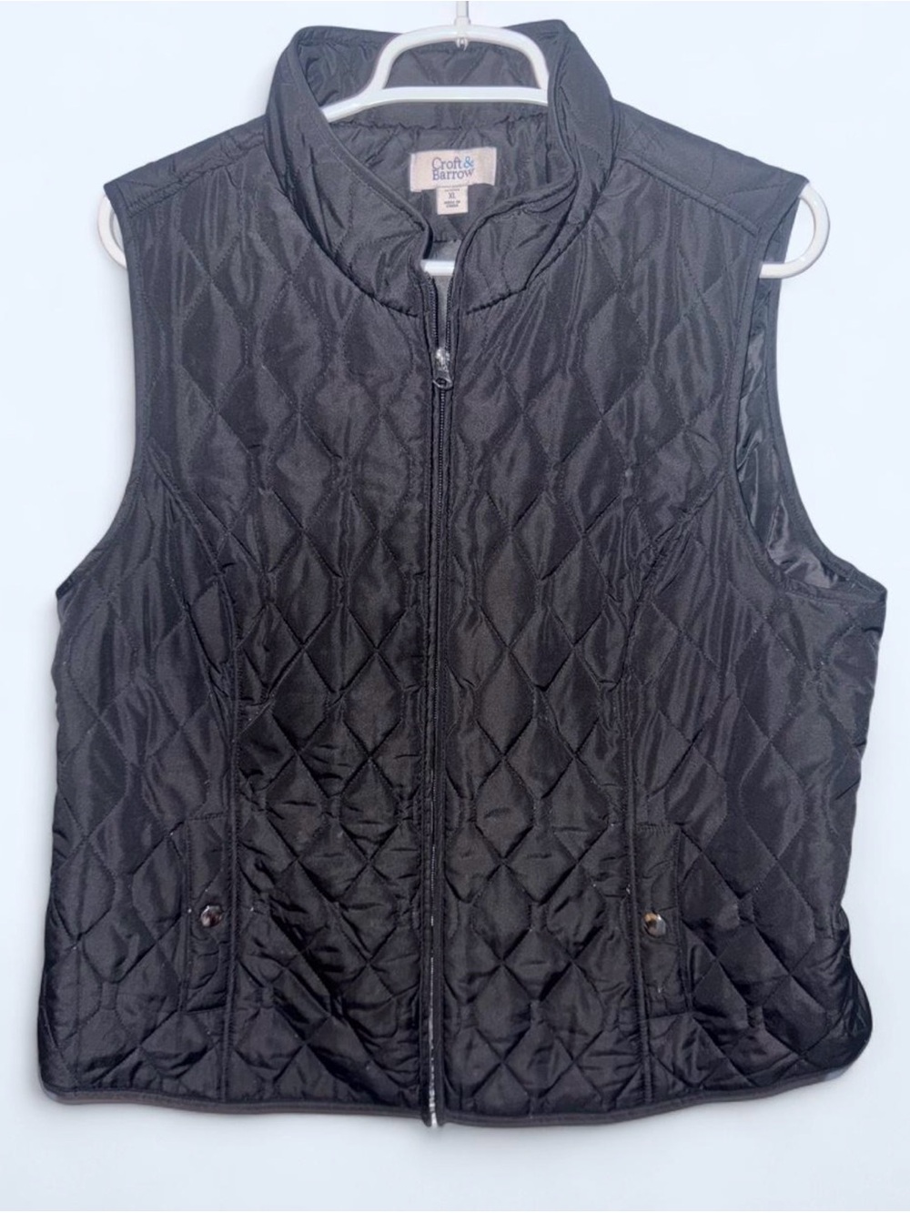 croft & barrow Black Quilted Zip-Up Vest